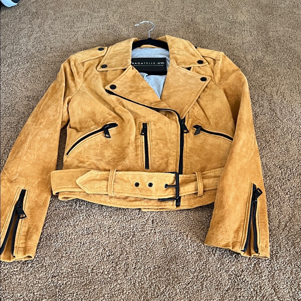 Bagatelle Women's Yellow Suede Leather Jacket
